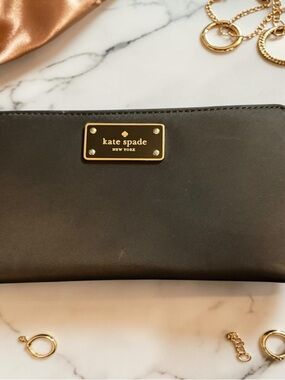 kate spade Black Wallet with Gold Plaque